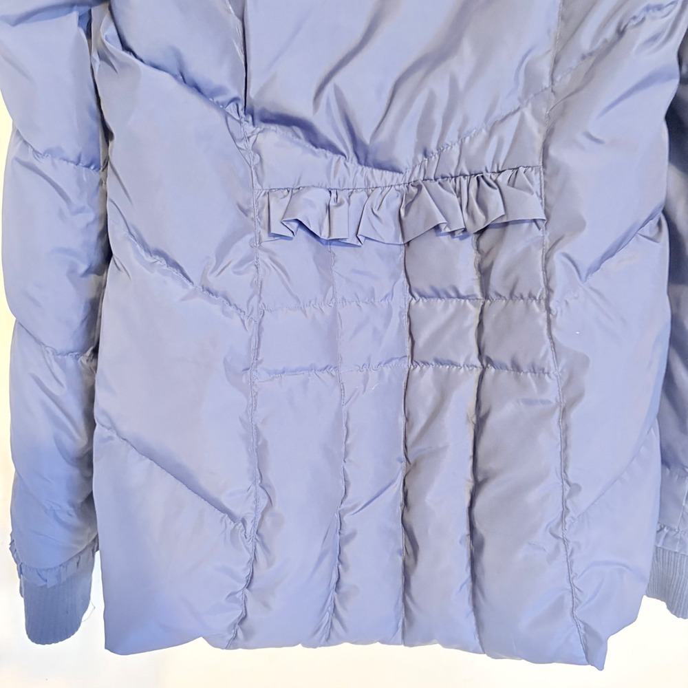 Betsey Johnson Puffer Jacket Blue Faux Fur Trim Hood Down Fill Small - Picture 14 of 16